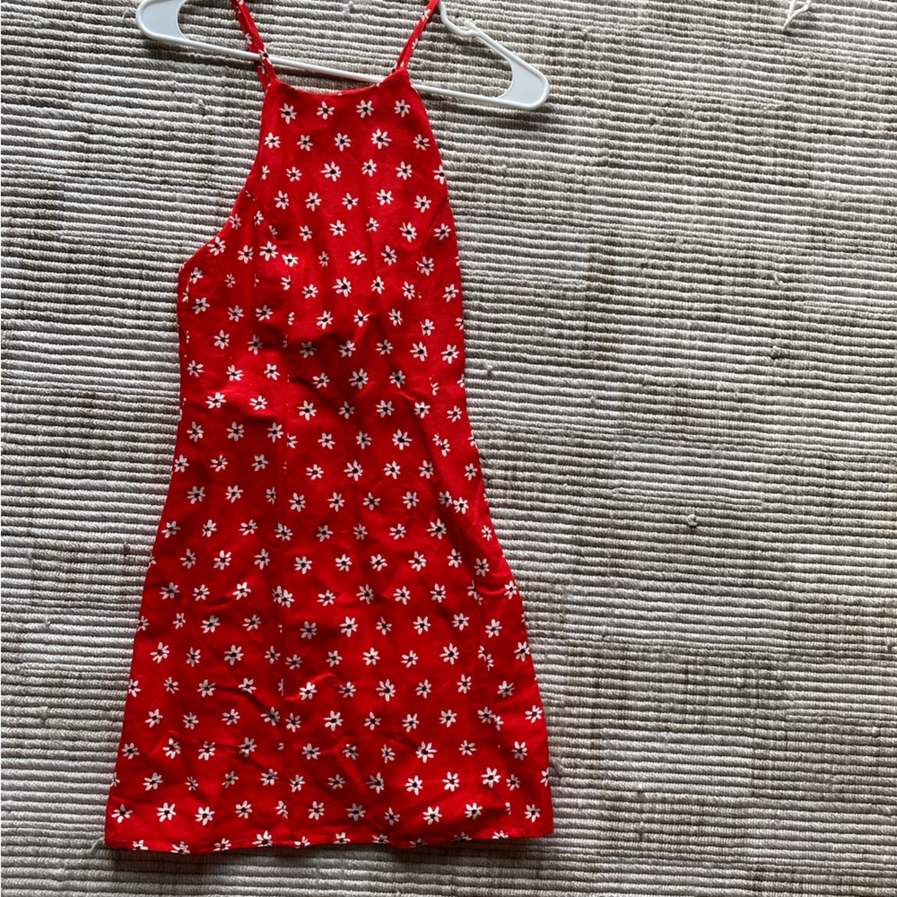 Zara Scarlet Dress with White Floral Design
